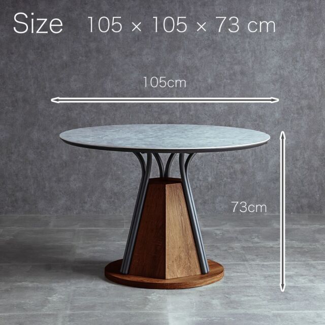 ダイニングテーブル　105Φセラミックテーブル　天板：グレー