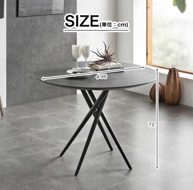 ダイニングセット　セラミック　100Φテーブル　3点セット