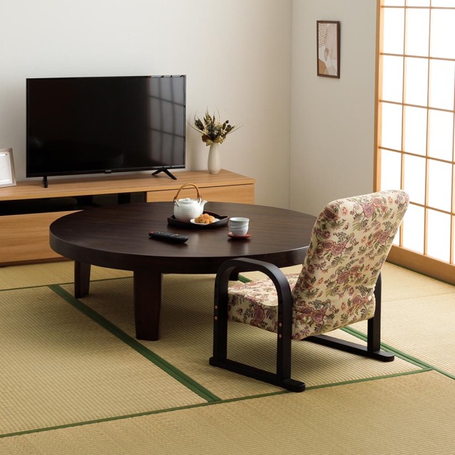 座卓セット　丸座卓テーブル　（座椅子）（選べる天板サイズ：100 / 126テーブル）