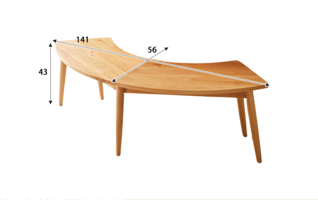 ダイニングベンチ　140半円ベンチ　ナチュラル