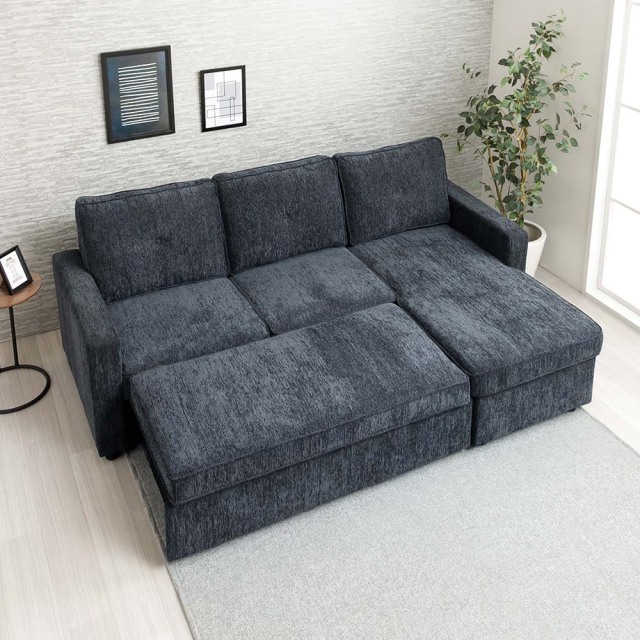 ソファ　3Pカウチソファ　　　※・ノックダウン（組立時に座って左、右どちらもできます）※