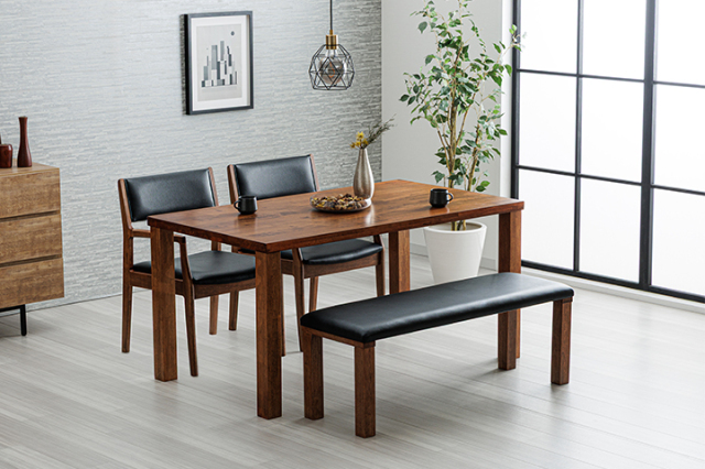 アニータ ラバーウッド無垢材のダイニング4点セット 幅1400の写真