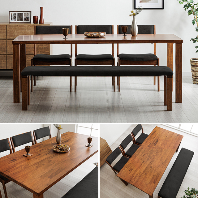 Anitaラバーウッド無垢材のダイニング