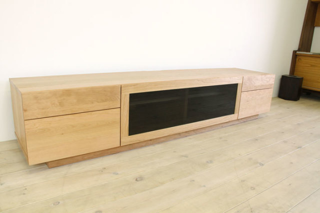 ブラックチェリー天然木ローボード 158cm サイズオーダー可】天然木、無垢材使用テレビボード 凛／RIN