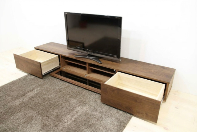 【サイズオーダー可】天然木、無垢材使用テレビボード 凛／RIN-幅2400mm（ウォールナット・ウォルナット‐シンプル）st