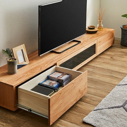凛 ブラックチェリー無垢テレビボード 2400mm 6