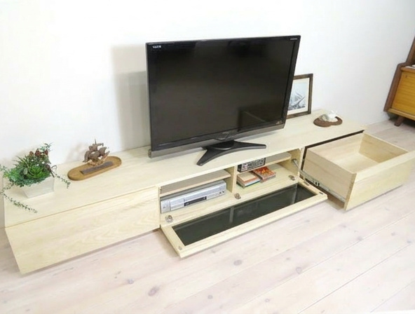 天然木・無垢テレビボード凛ホワイトアッシュ幅2700mm1