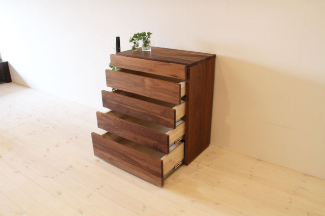 天然木・無垢材使用のシンプル家具シリーズ 彩美 チェスト ウォールナット