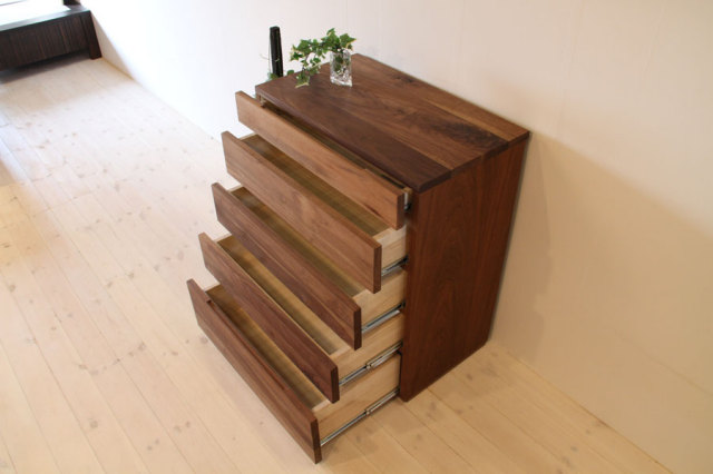 天然木・無垢材使用のシンプル家具シリーズ 彩美 チェスト ウォールナット