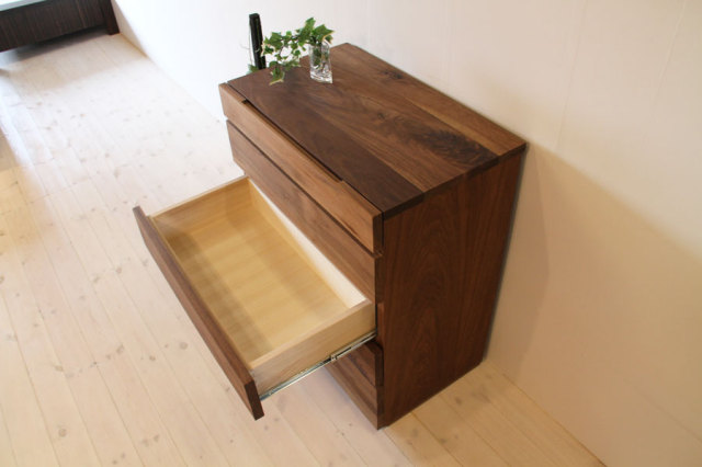 天然木・無垢材使用のシンプル家具シリーズ 彩美 チェスト ウォールナット