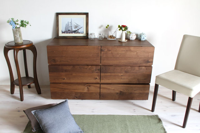天然木・無垢ウォールナットのチェスト 彩美