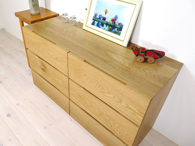 天然木・無垢ホワイトオークのチェスト 彩美 幅1200mm