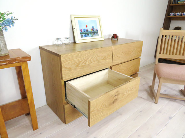 天然木・無垢ホワイトオークのチェスト 彩美 幅1200mm