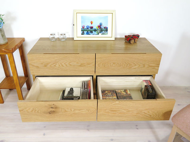 天然木・無垢ホワイトオークのチェスト 彩美 幅1200mm