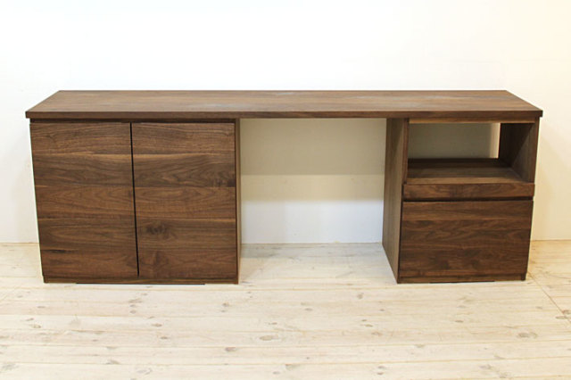 木製大型デスク 引き出し付き システムデスク 幅800mm－奥行き460mm 戸開き （L）