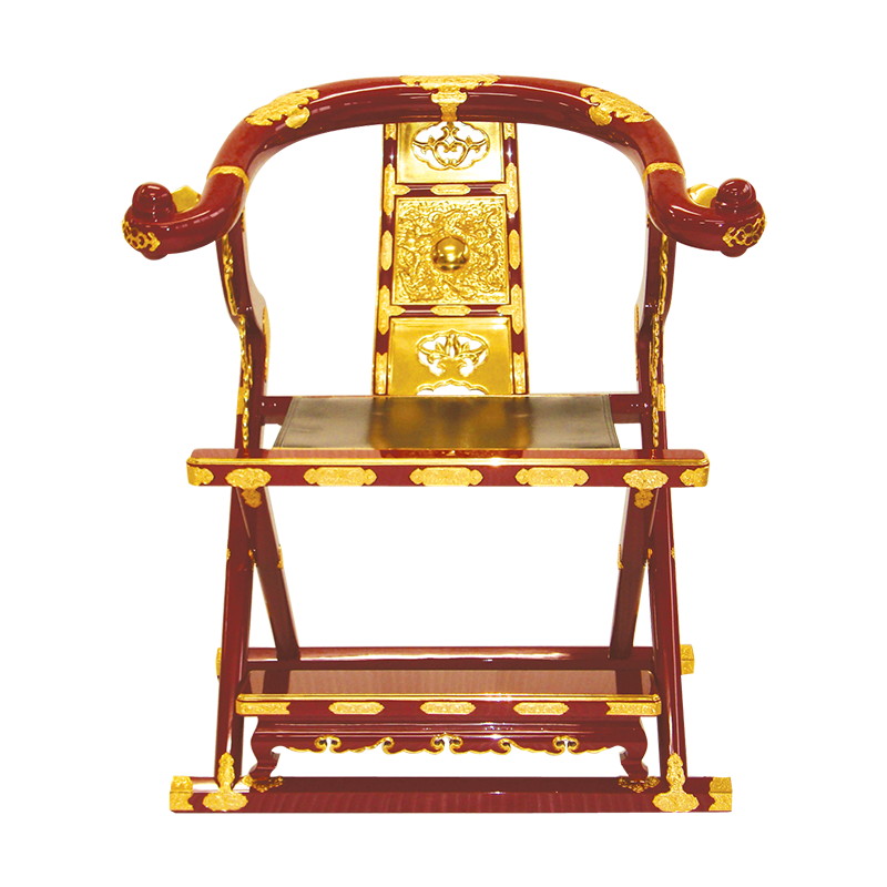 [ローサイズ] 金具埋め込み式 本曲録２ 朱塗・黒塗 座高 460mm 木製 曲録 折畳み式
