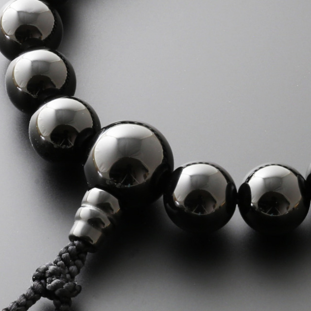 京都 数珠 販売｜2色梵天房 黒オニキス 18玉 (男性用）