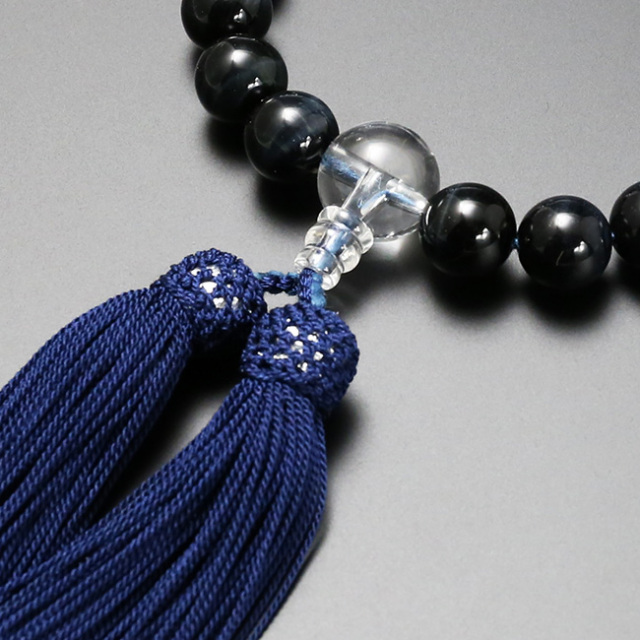 本真珠念珠 水晶仕立て 喜芳工房 数珠 & 数珠袋 セット ブルー / 京