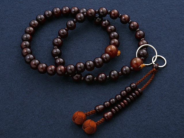 浄土宗用数珠・念珠／紫檀・瑪瑙（めのう）入り （男性向き）【送料