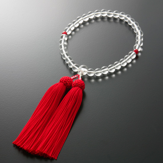 京都 数珠 販売｜ハリ水晶ガラス 赤 女性用数珠｜数珠通販の仏壇 仏具