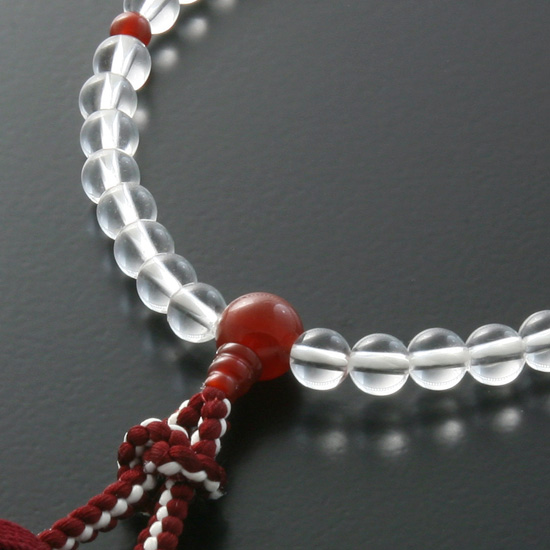 京都 数珠 販売｜本水晶 瑪瑙仕立て 女性用数珠 くみひも梵天房｜数珠