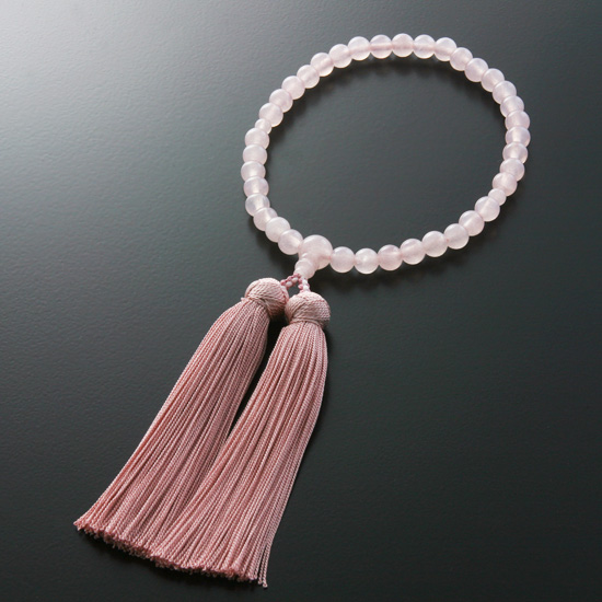 ローズクォーツ （紅水晶）笑顔の仏像 置物 四角ケース鉱物/紅水晶