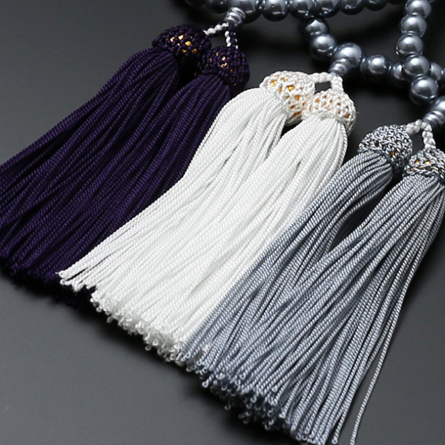 京都 数珠 販売｜頭房 黒貝パール 共仕立て 女性用 W-076｜数珠通販の