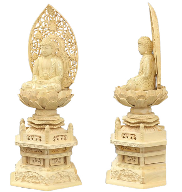 極彩色　現世利益　荼吉尼天像　仏像 極彩色 荼吉尼天騎狐像 四角台座付 桧木 木彫り仏像 総高19cm