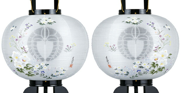 盆提灯 家紋 一対 『一対セット 本金萩高盛蒔絵 対柄 12号 (木製