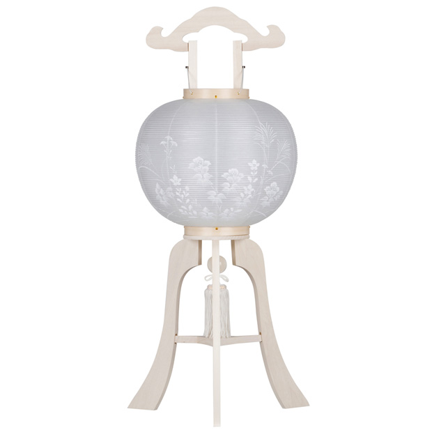 盆提灯 行灯 黒塗溜大11号絹二重絵 1対 853- 