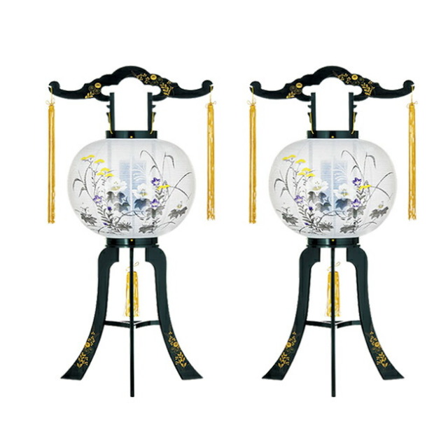 盆提灯 お盆提灯 『廻転灯付提灯 末広 11号 一対入り（PC製）』初盆