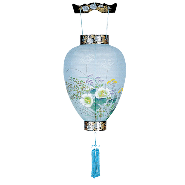 【直接お渡し】絢爛豪華 花口壺 57羽鶴絵 大型142㎝ 盆提灯 吊提灯 萩の香 絹二重絵入 壺型 (8133-00-254TA) 送料無料