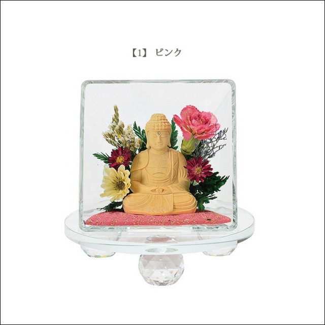 仏像 モダン 月虹 (げっこう) 座弥陀 桧 ( ヒノキ ) 1.8寸 クリスタル