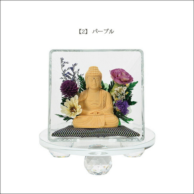 仏像 モダン 月虹 (げっこう) 座弥陀 桧 ( ヒノキ ) 1.8寸 クリスタル