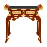 寺院用仏具背高導師机 3.0尺 朱塗面金箔押 金具付 引出付 木製