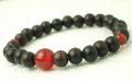 数珠　念珠　腕輪　ブレス　素挽き縞黒檀　瑪瑙入り