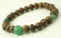 数珠　念珠　腕輪　ブレス　シャム柿　翡翠入り