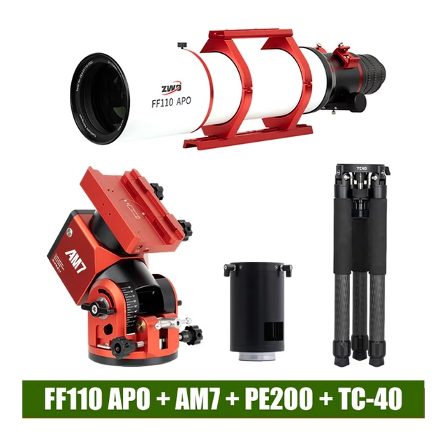 ZWO　FF110 APO+AM7赤道儀+PE200+TC-40三脚セット（2026年6月10日新発売）
