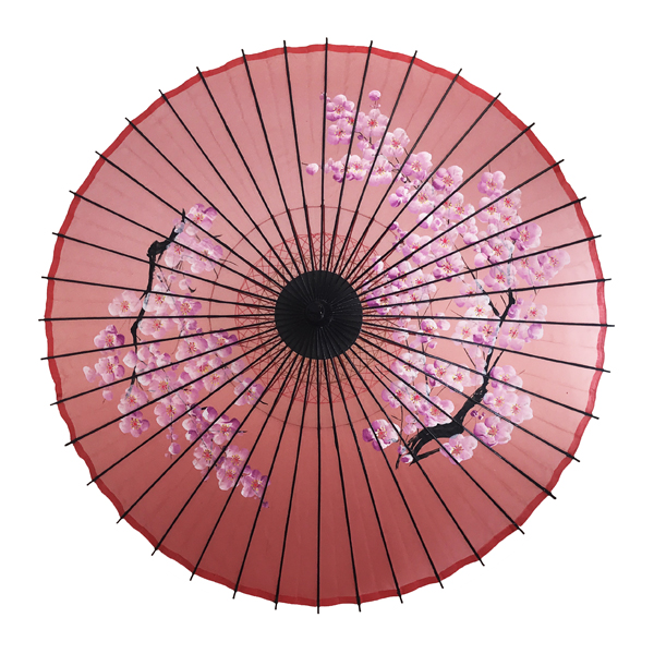 絹傘 桜絵 赤