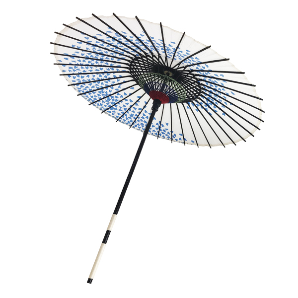 紙傘 尺4 桜渦 白地青