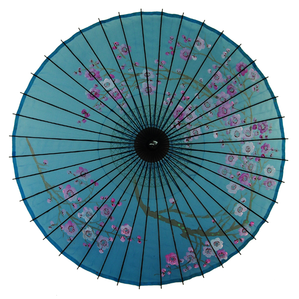 絹傘 桜絵 水色