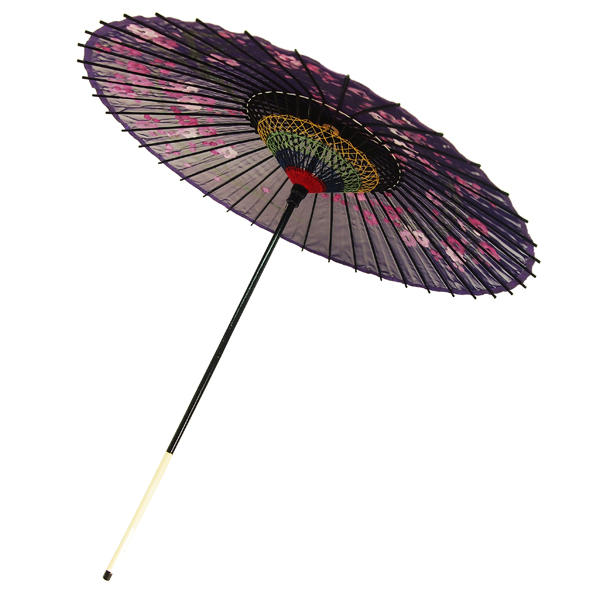 絹傘 桜絵 紫