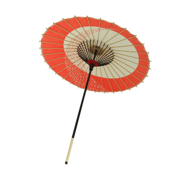 こども用和傘 月やっこ桜流し 朱色