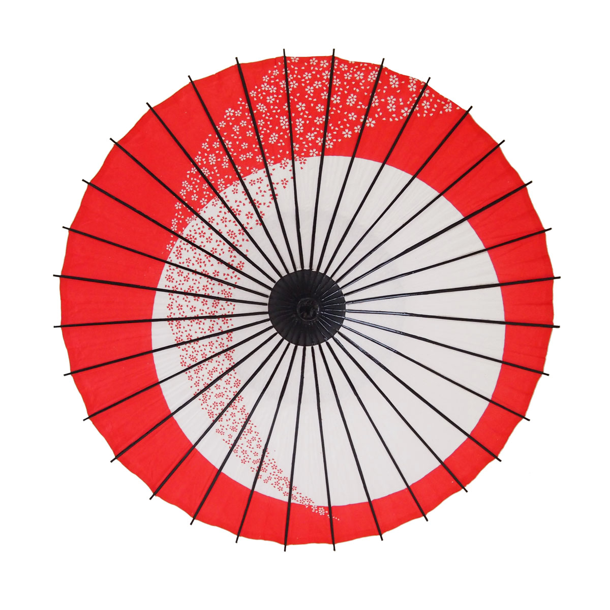 こども用和傘 月やっこ桜流し 朱色