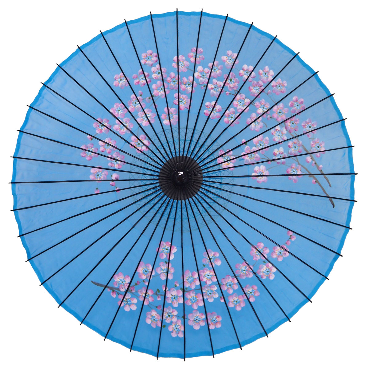 絹傘 桜絵 水色