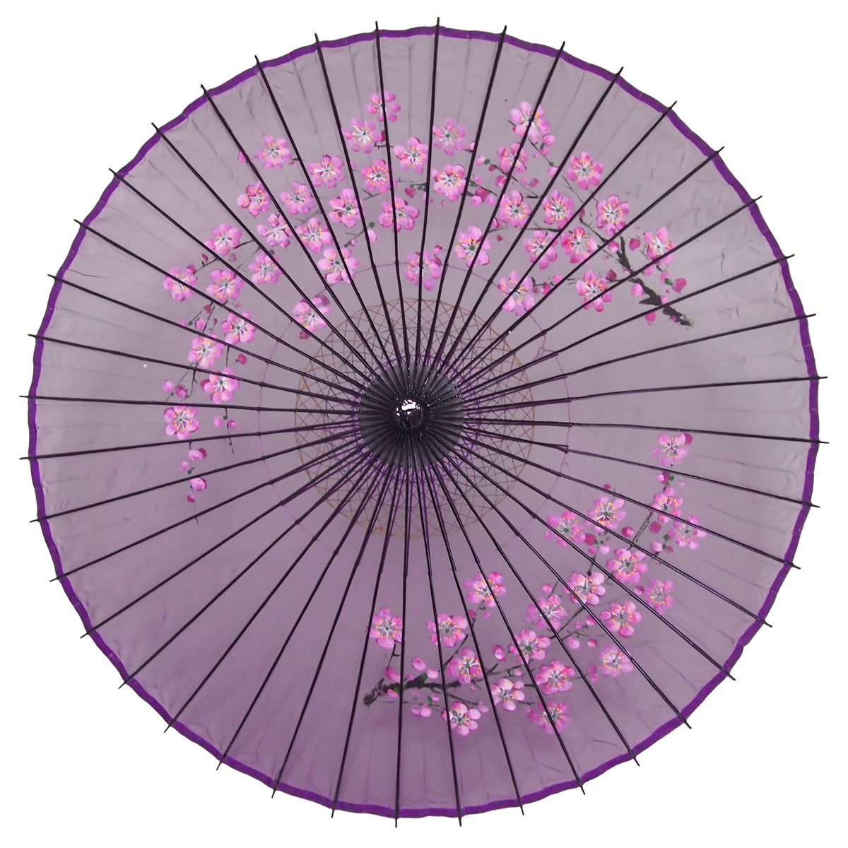 絹傘 桜絵 紫