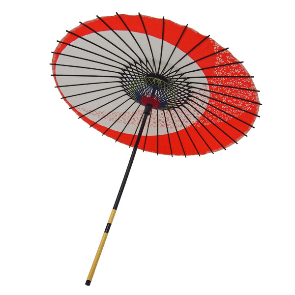 紙傘 月やっこ桜流し 朱色