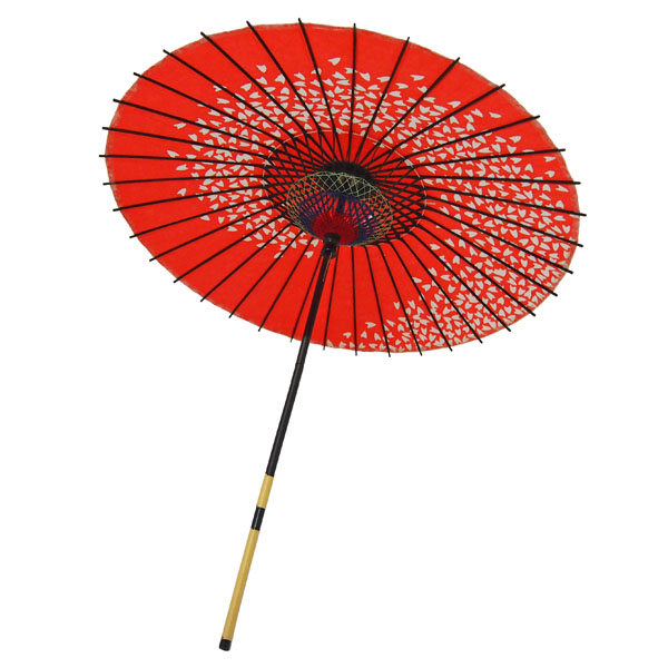 紙傘 桜渦 朱色