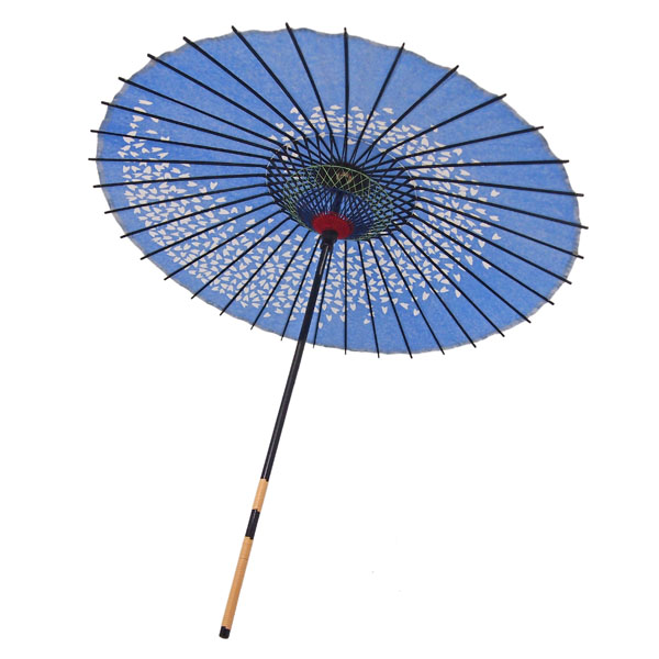 紙傘 桜渦 水色