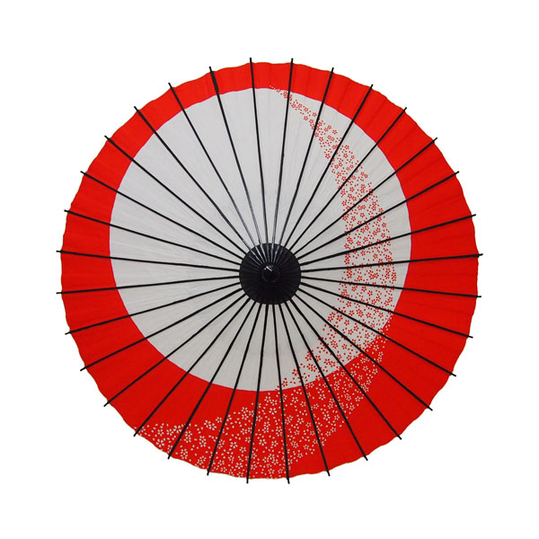 こども用和傘 月やっこ桜流し 朱色